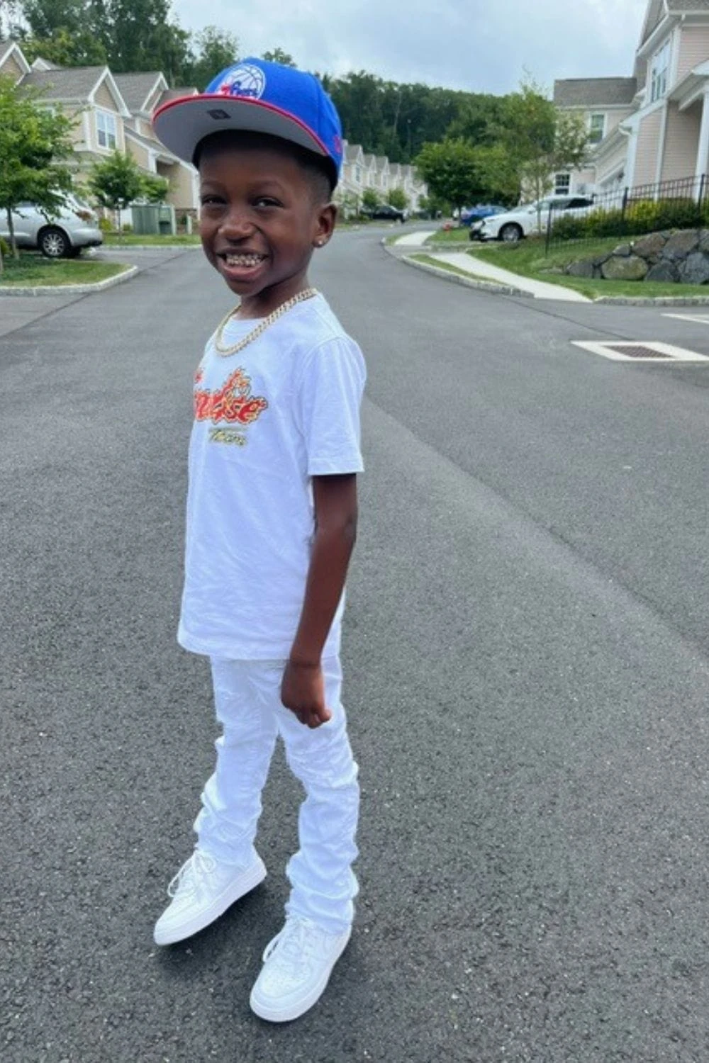 Kids Stacked Tribeca Twill Pants (White) - Image 7