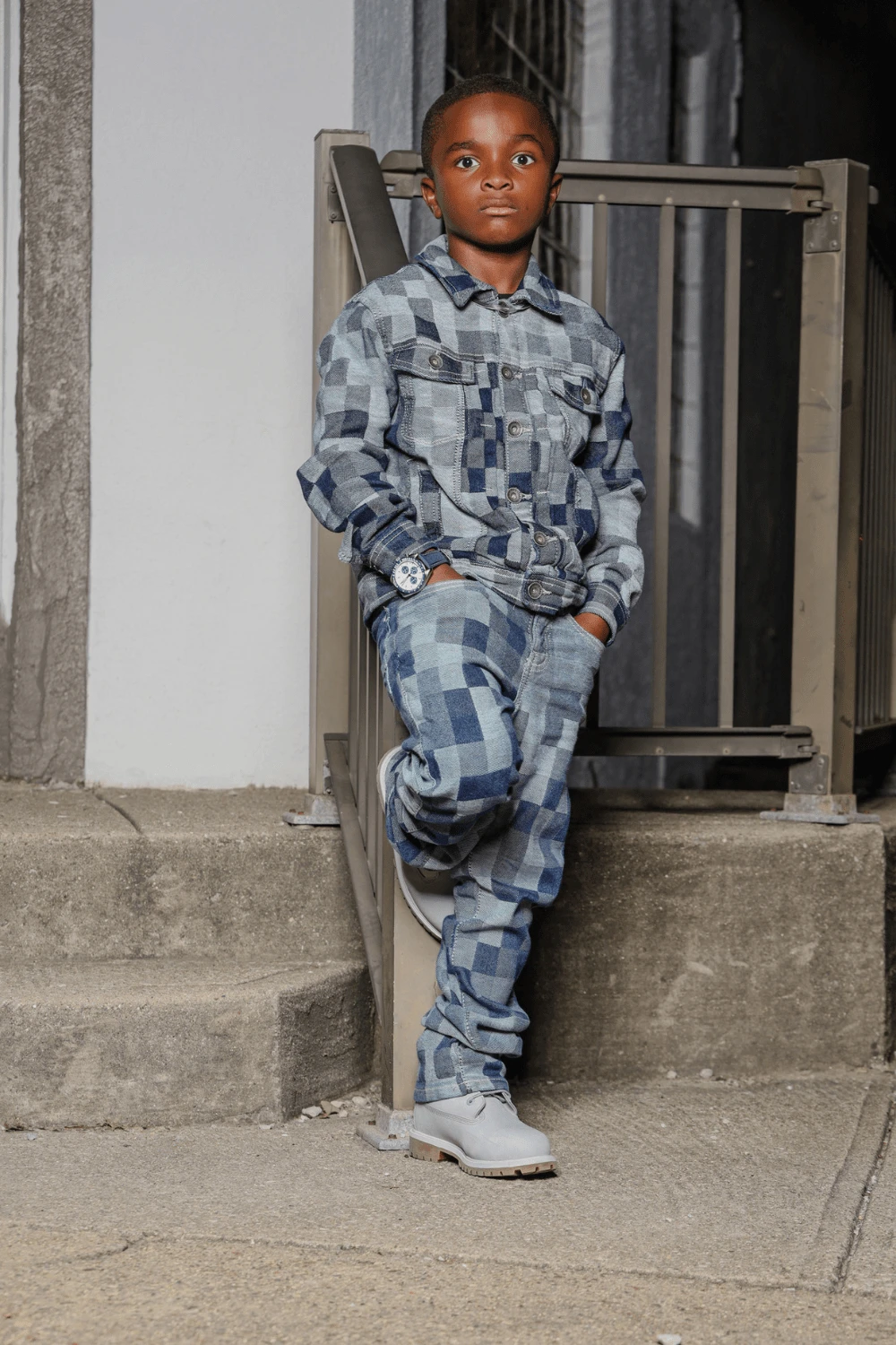 Kids Illusion Denim Trucker Jacket (Aged Wash) - Image 2