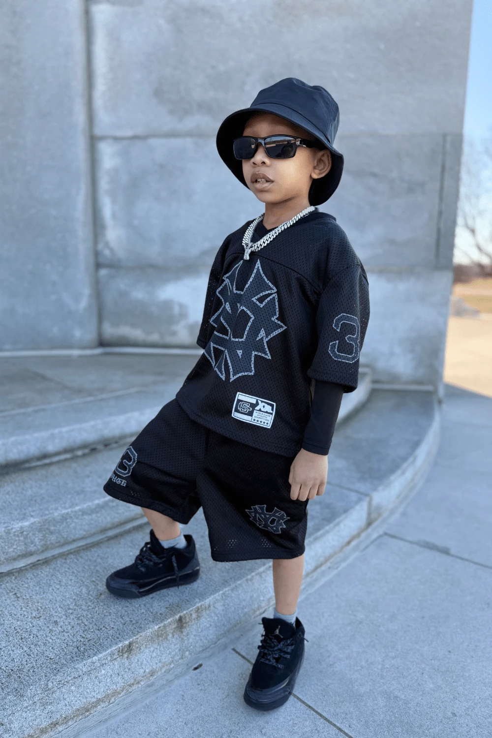 Kids 5 Borough Mesh Shorts (Black) - Image 5