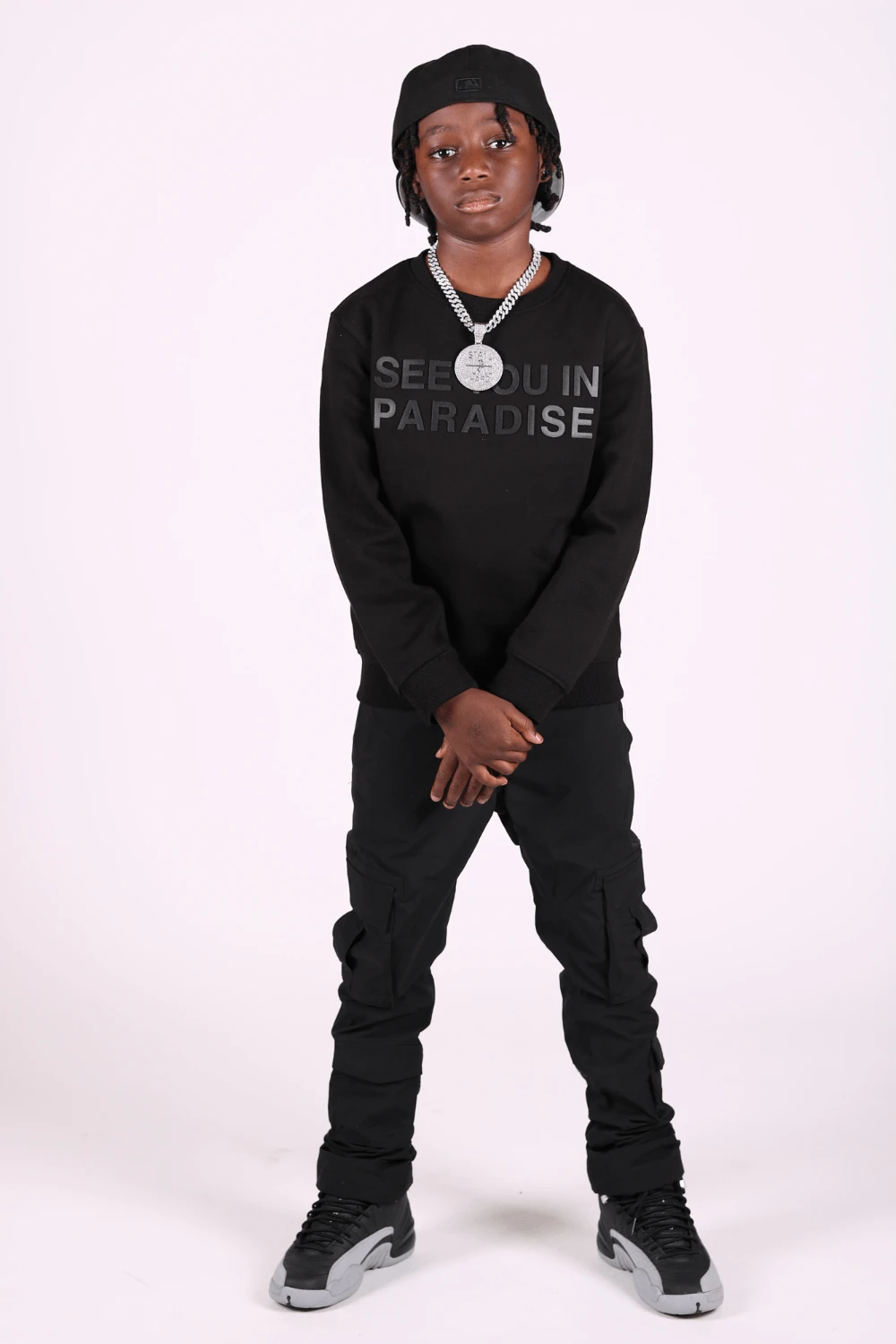 Kids Stacked Ventura Cargo Pants (Black) - Image 3