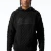 Cable Knit Hooded Sweater (Black)