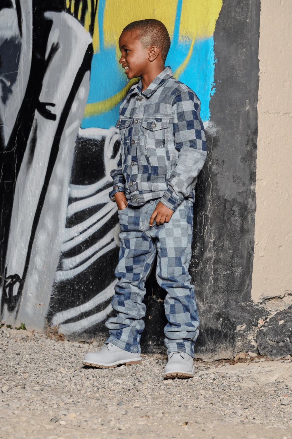 Kids Illusion Denim Trucker Jacket (Aged Wash) - Image 6