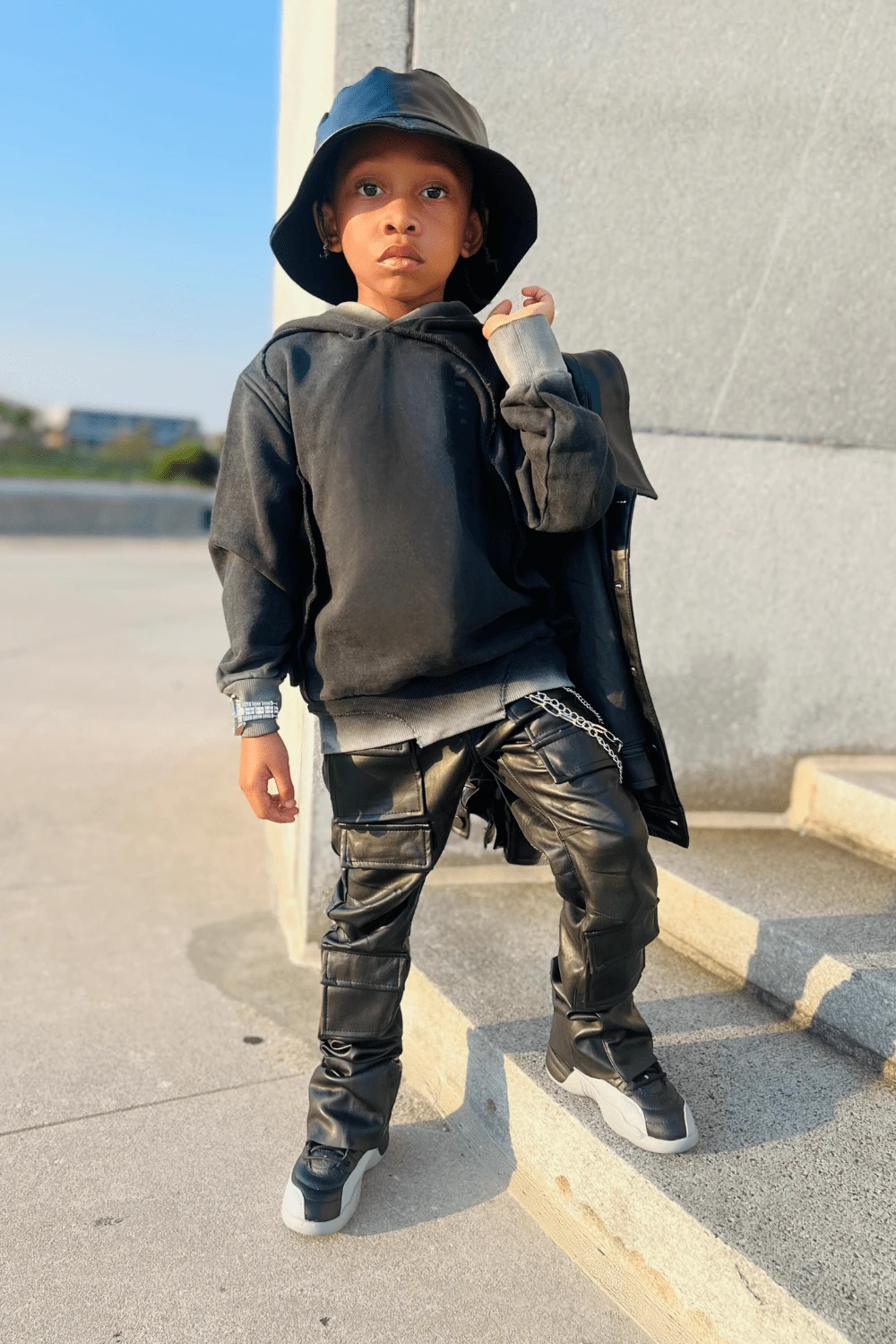 Kids Thriller Trucker Jacket (Black) - Image 2