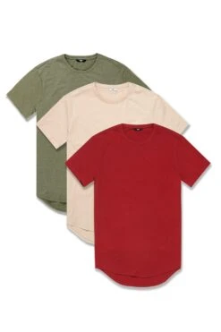BIG MEN'S SCALLOP T-SHIRT 3 PACK BUNDLE (EARTH TONE)