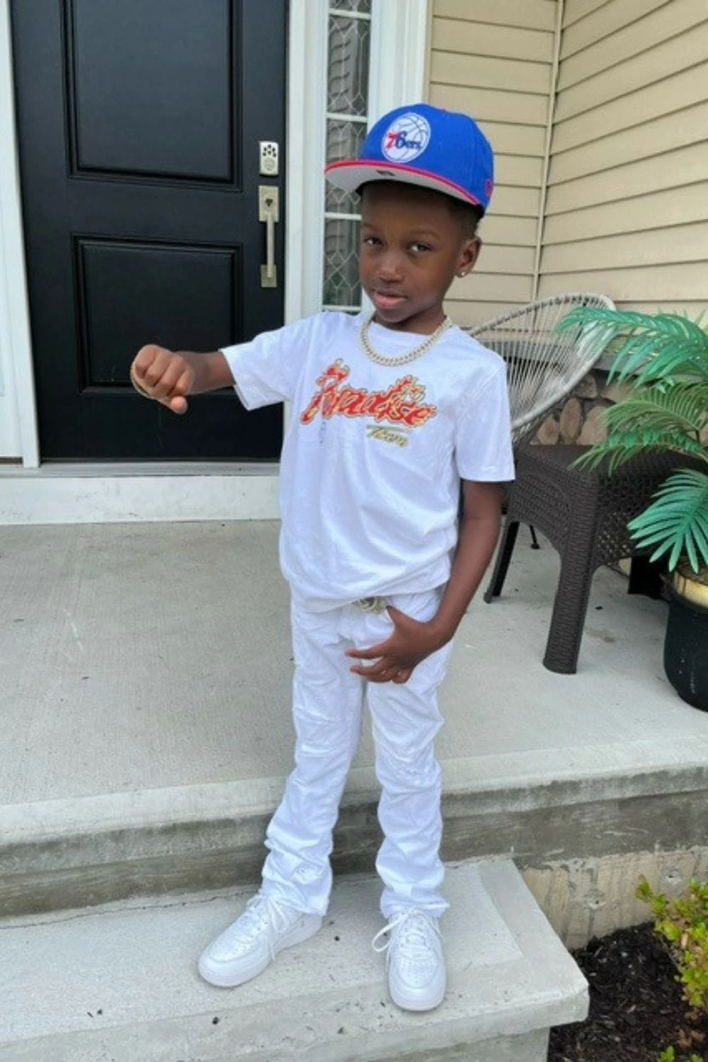 Kids Stacked Tribeca Twill Pants (White) - Image 5