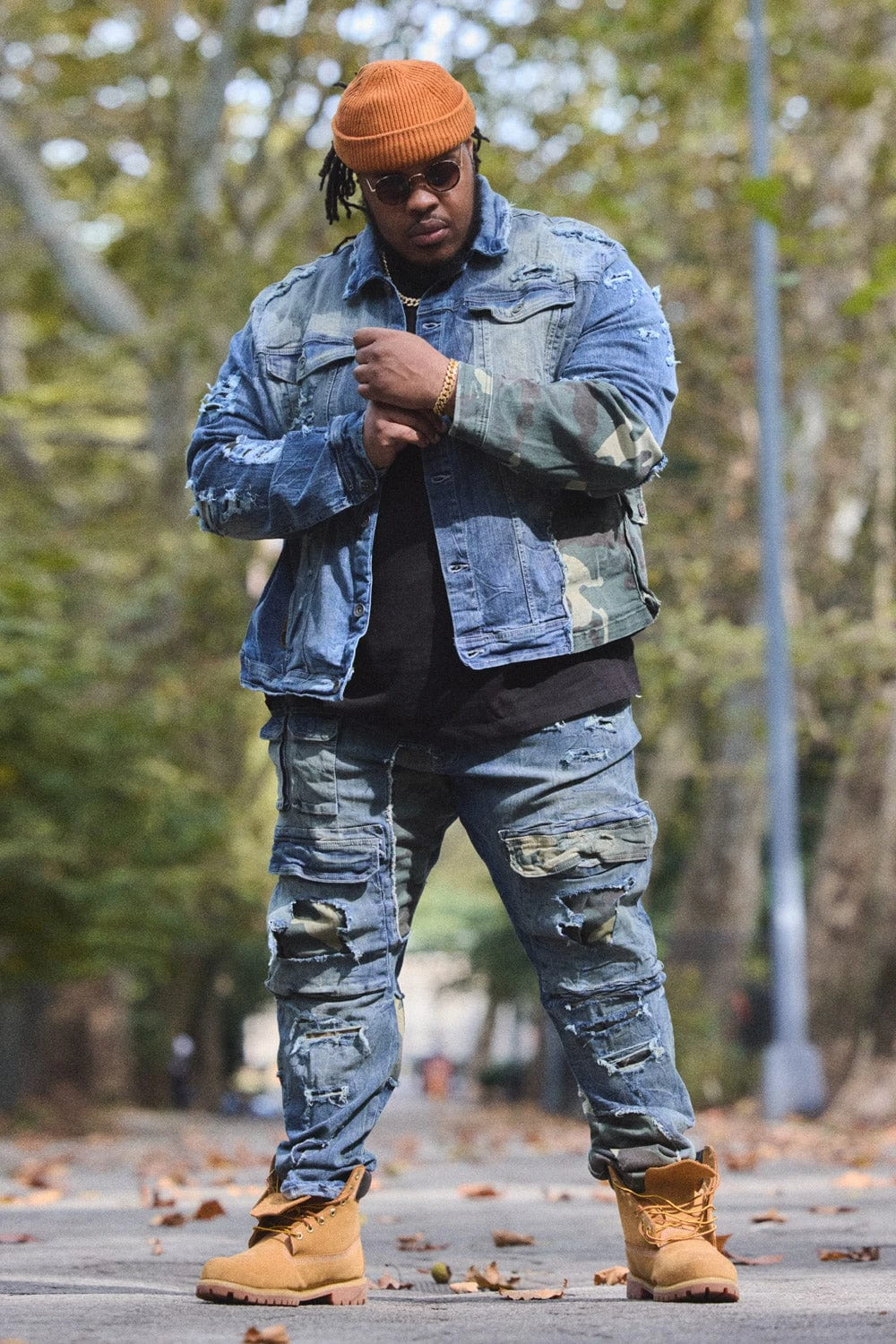 Big Men's Devotion Denim Trucker Jacket (Woodland) - Image 5