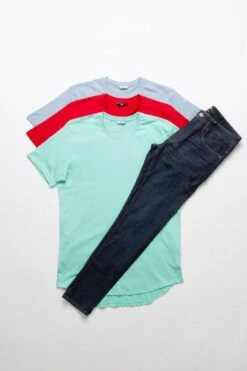 SCALLOP T-SHIRT 3 PACK & DARK INDIGO DENIM (COLOR BURST)