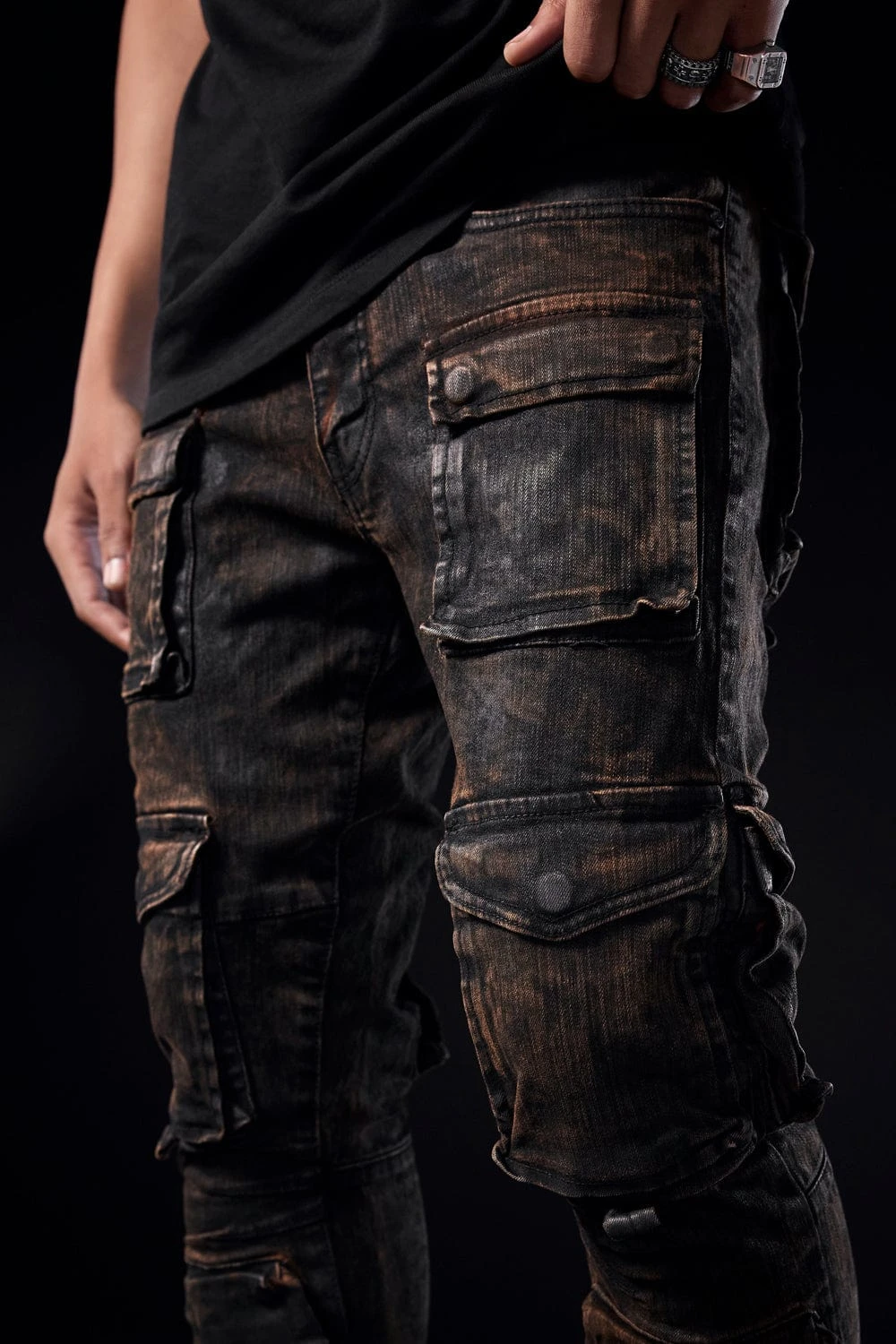 Sean - Carbon Cargo Denim (Black Copper Wash) - Image 4