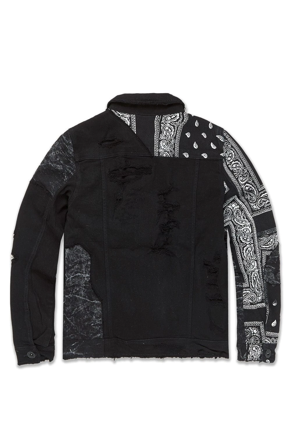 Big Men's Paisley Denim Trucker Jacket (Noir) - Image 2