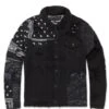 Big Men's Paisley Denim Trucker Jacket (Noir)