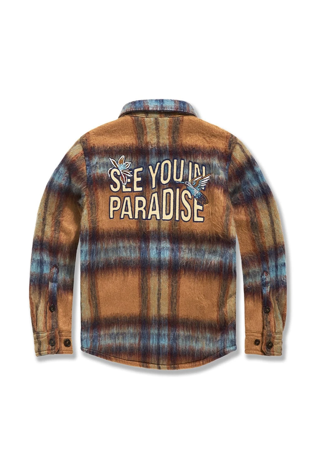 Kids See You In Paradise Flannel Shacket (Wheat) - Image 2
