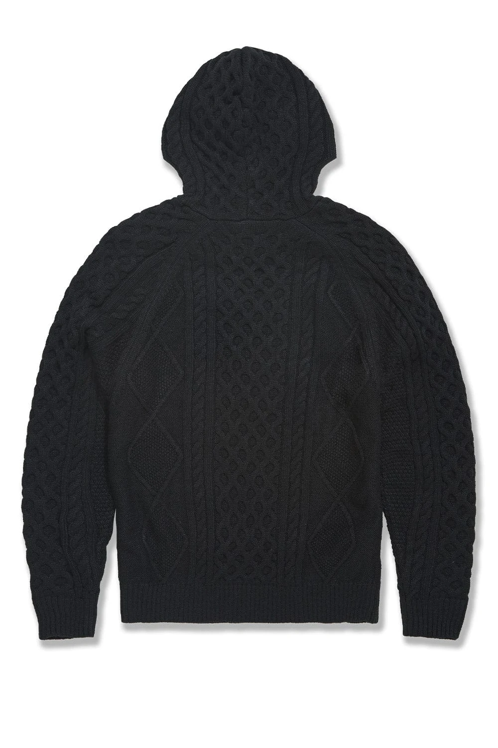 Cable Knit Hooded Sweater (Black) - Image 5