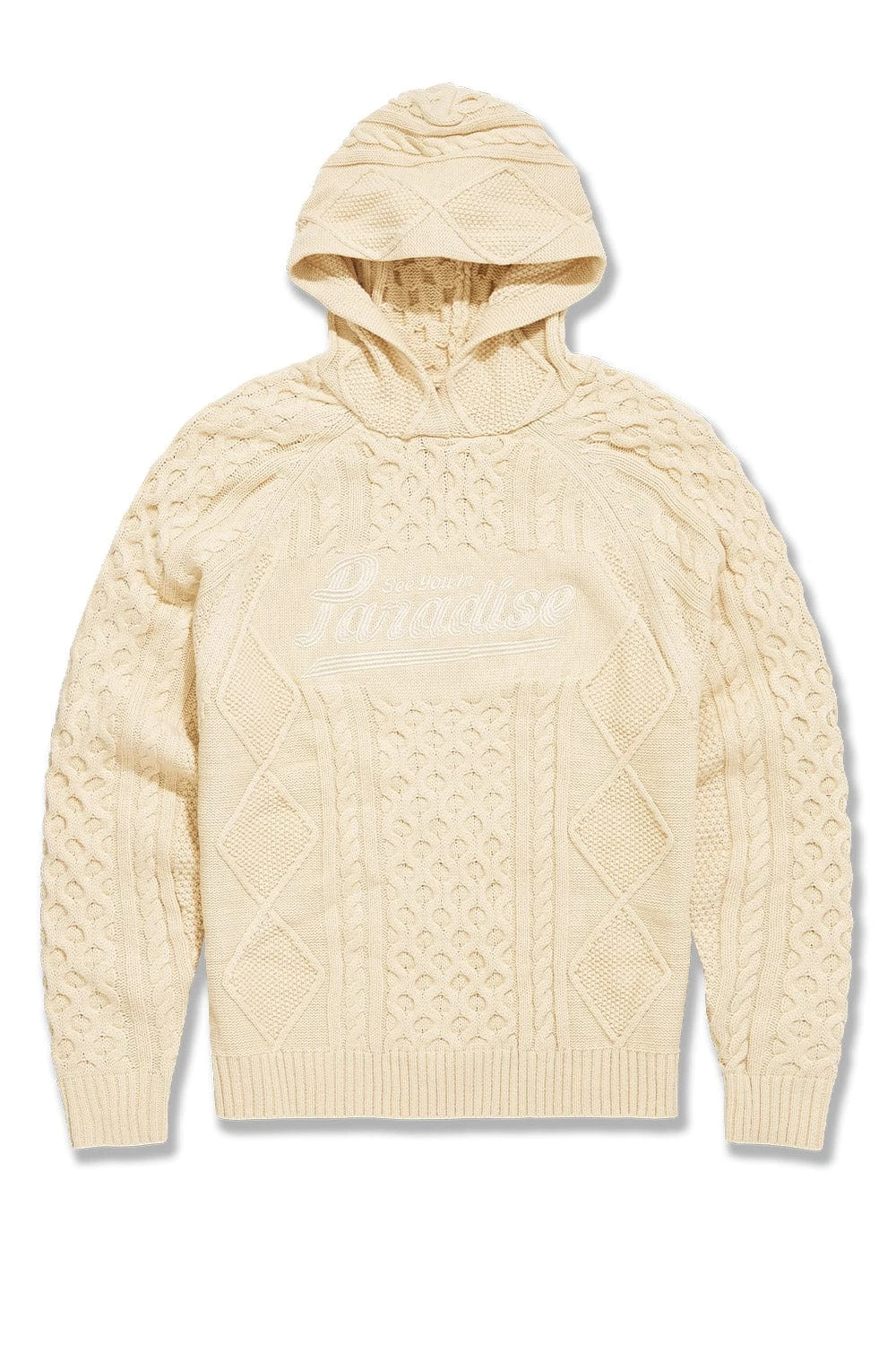 Cable Knit Hooded Sweater (Cream) - Image 3